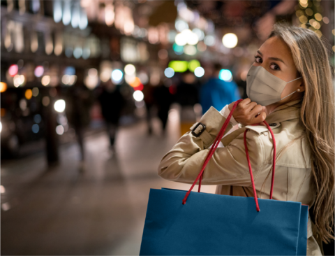 Woman shopping in mask