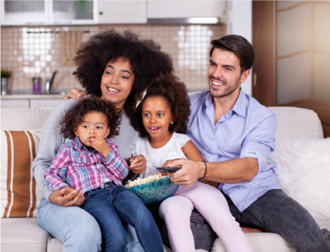 Family watching TV