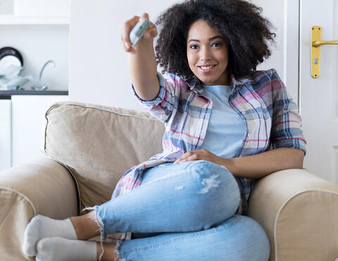 Woman watching TV