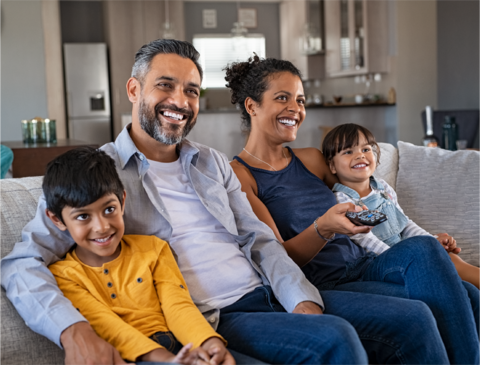 Family watching tv