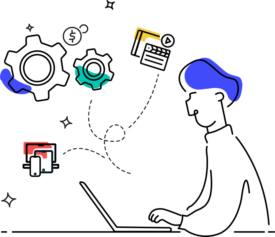 Illustration of person on laptop