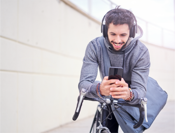 Man watching and listening on phone
