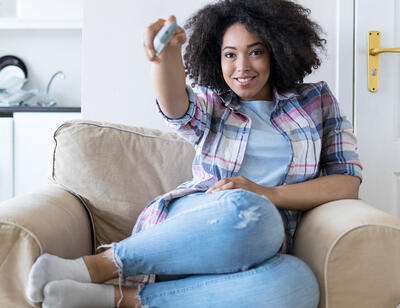 Woman watching TV